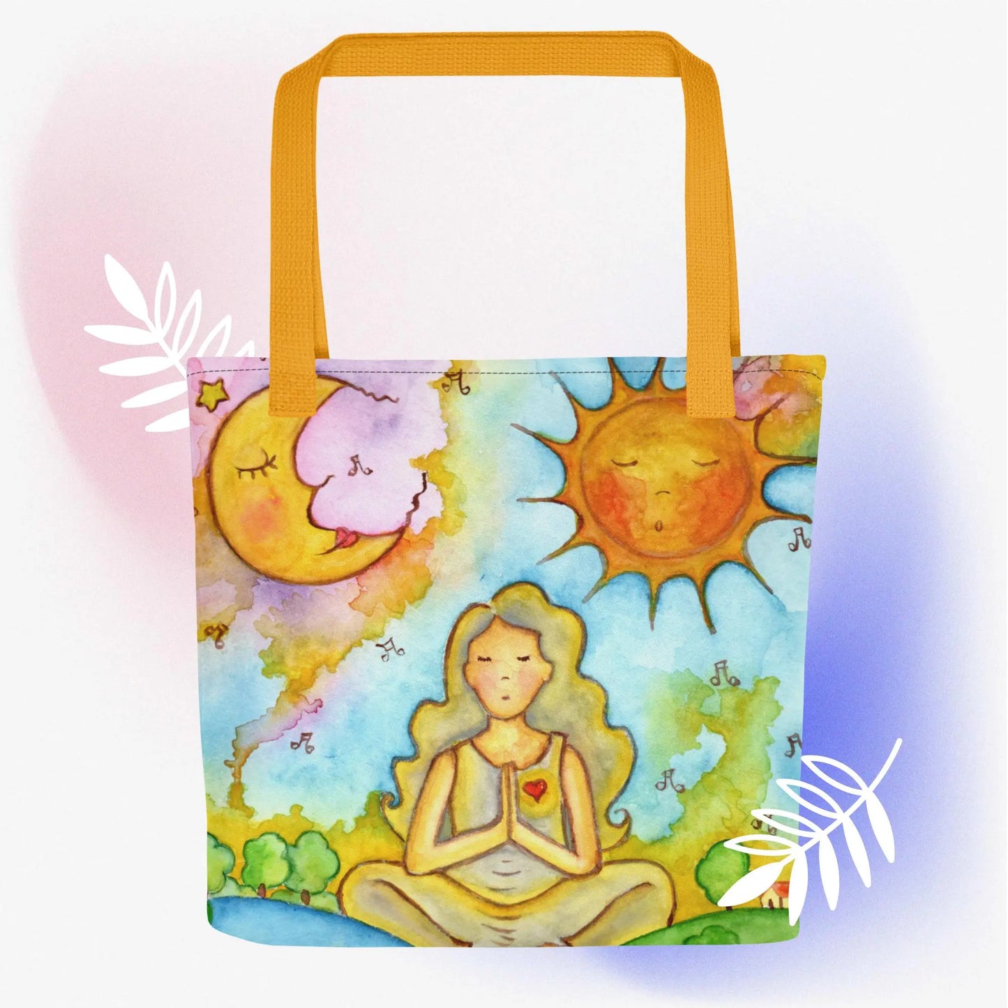 All-Over Print Tote Bag (meditating beneath the sun and moon)