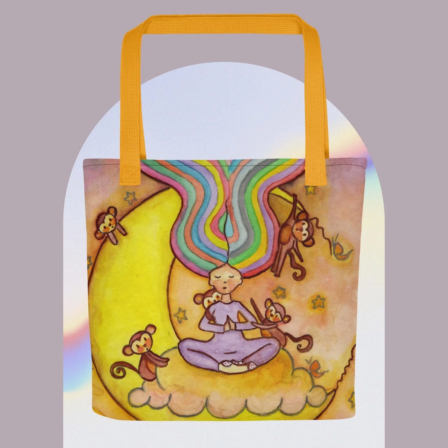 All-Over Print Tote Bag (meditating on the moon)