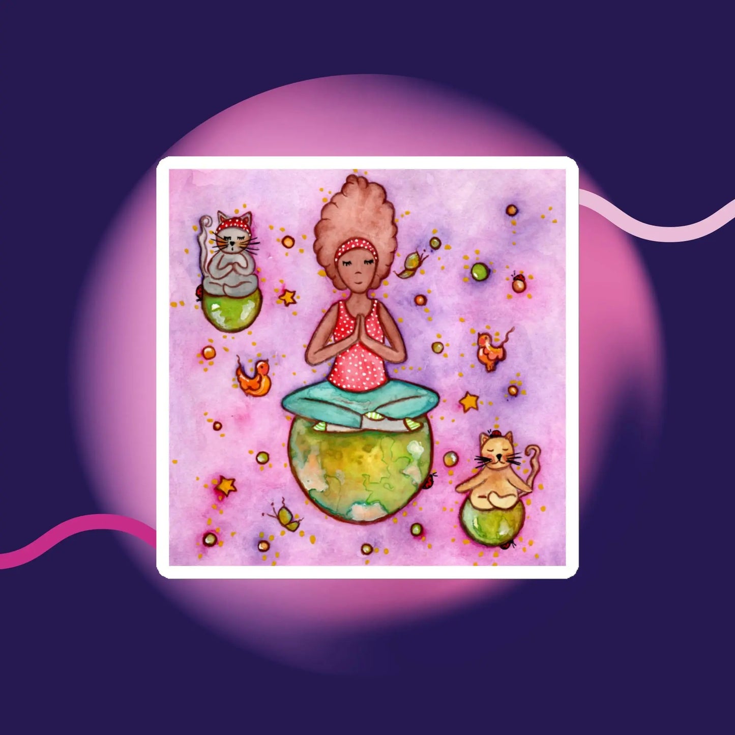 Magnet (woman and cats meditating)