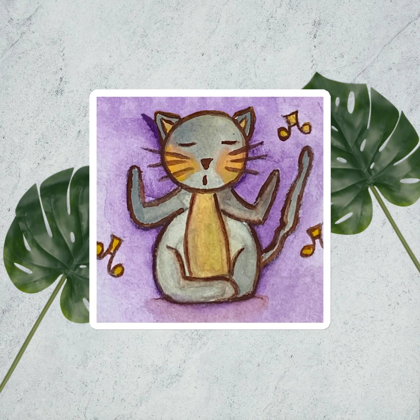 Magnet (cat chanting - purple background)