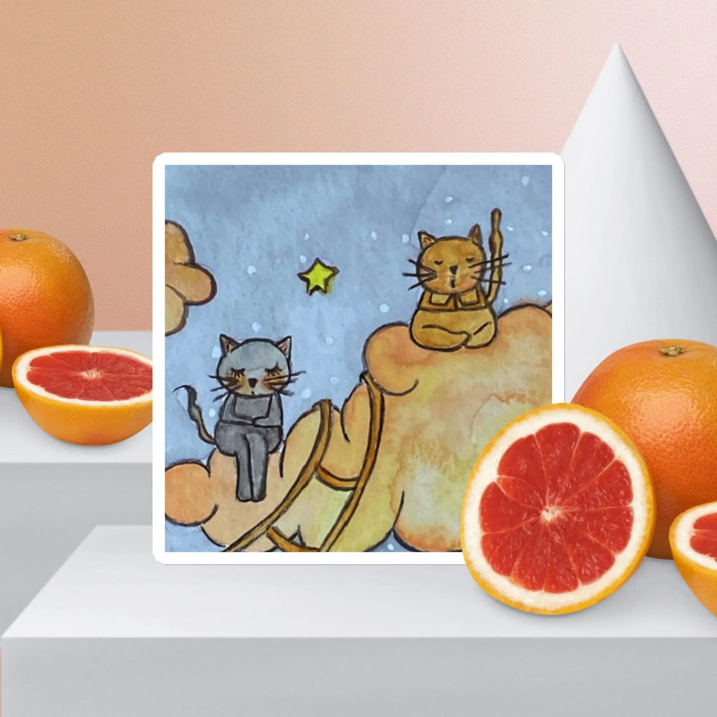 Magnet (cats meditating on a cloud)