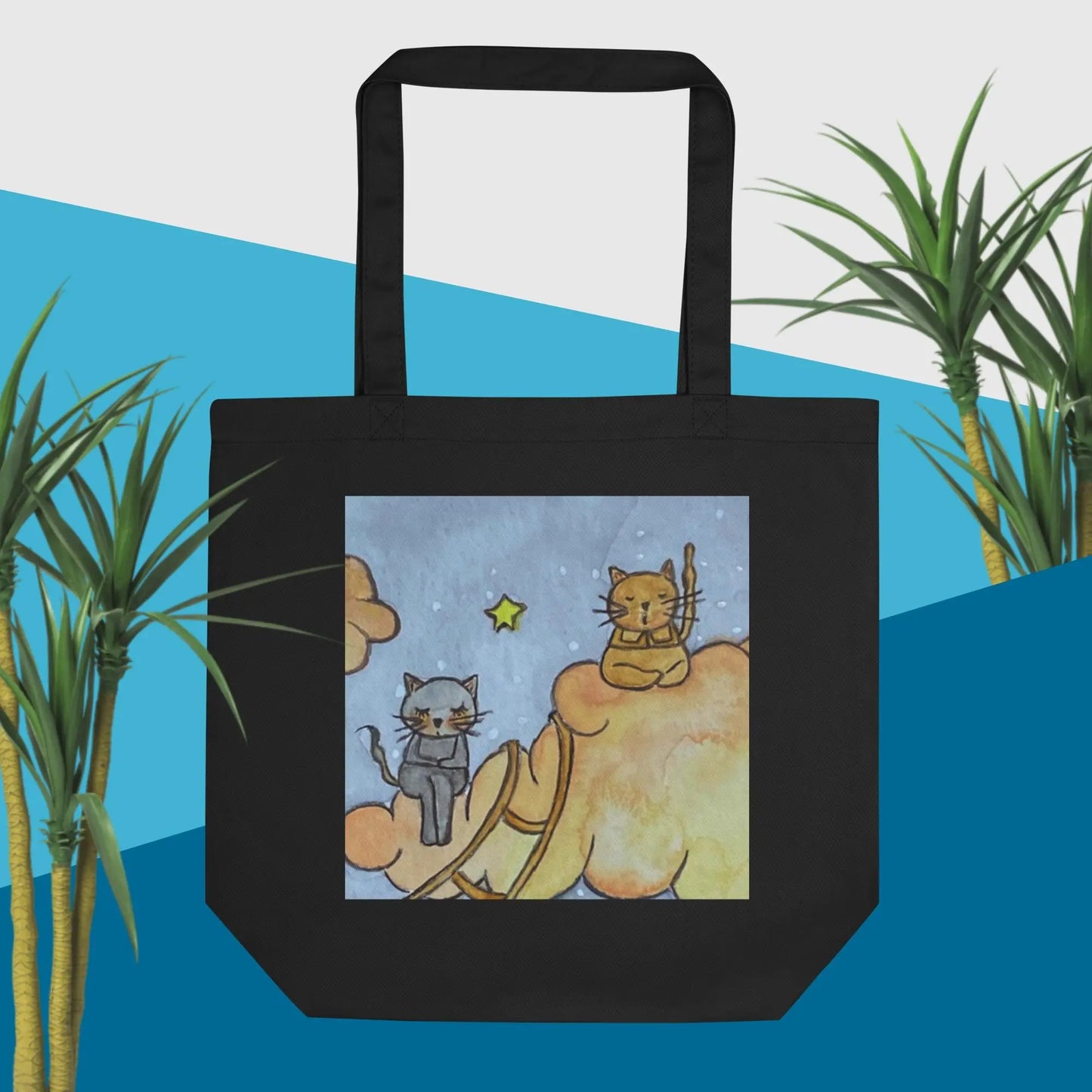 Eco Tote Bag (cats meditating on a cloud)