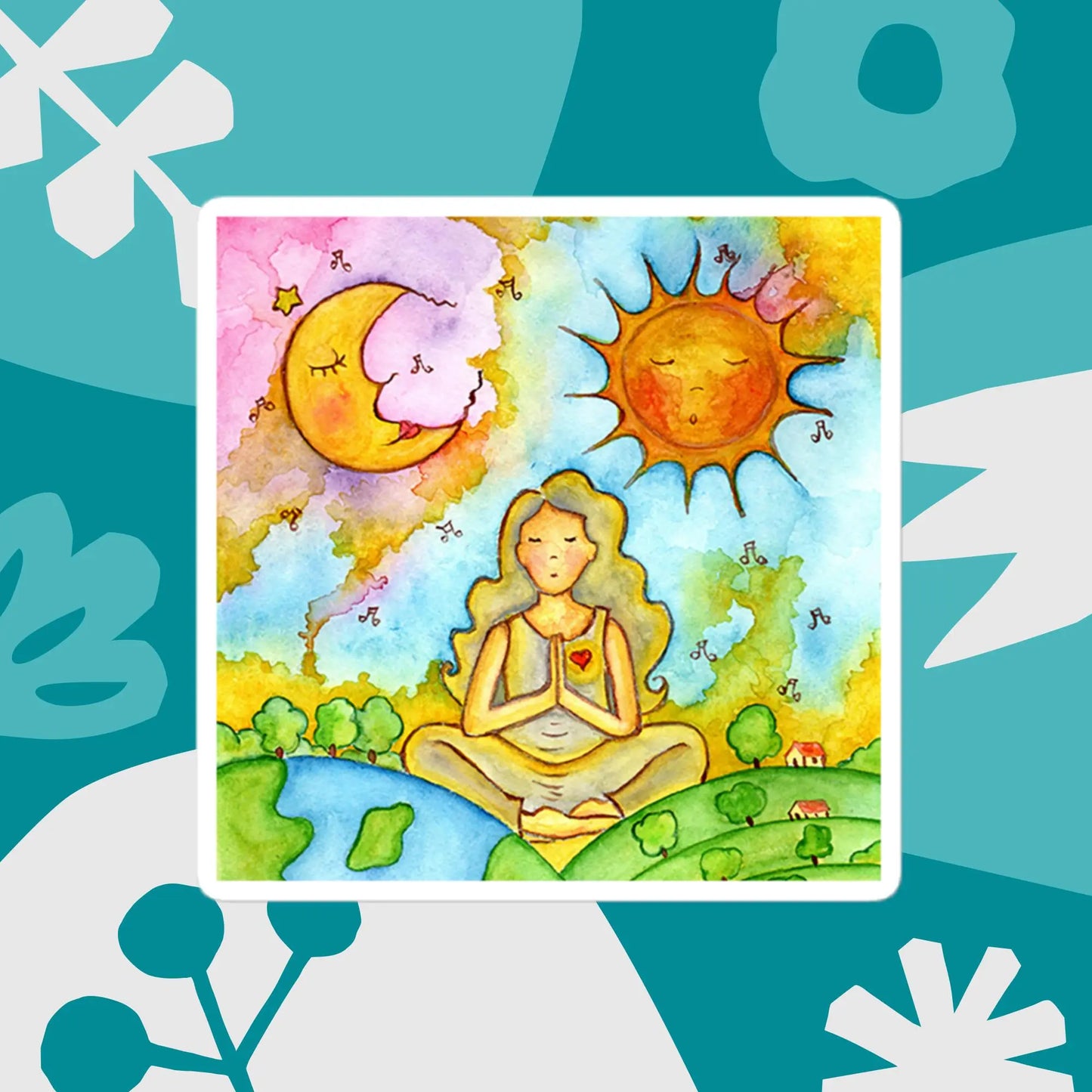 Bubble-free stickers (meditating beneath the sun and moon)