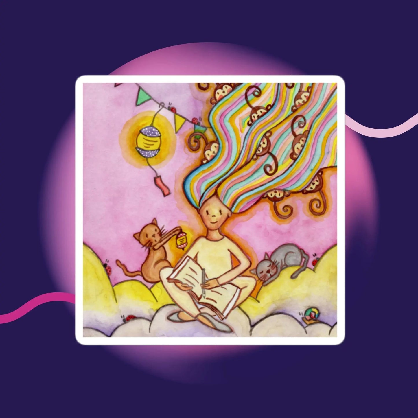 Bubble-Free Sticker (journaling helps to calm the monkey mind)