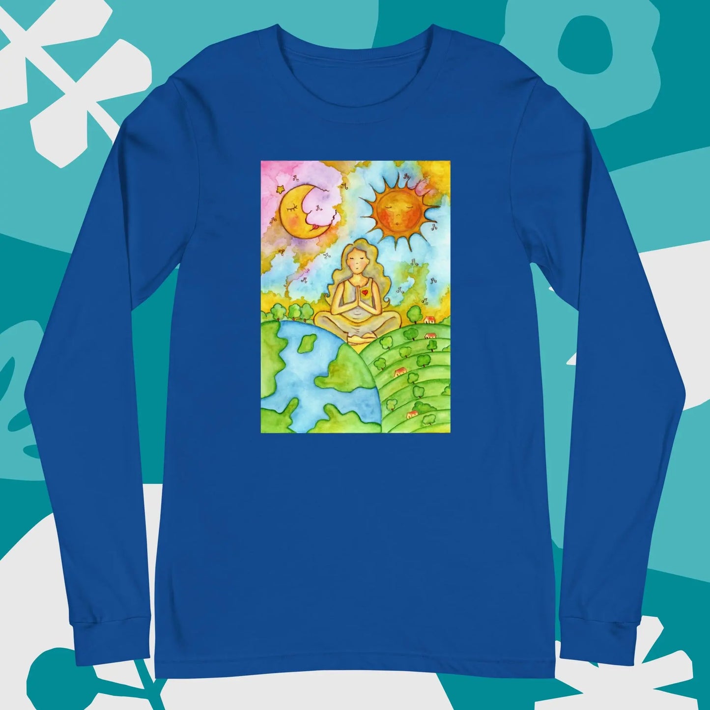 Unisex Long Sleeve Tee (meditating beneath the sun and moon)