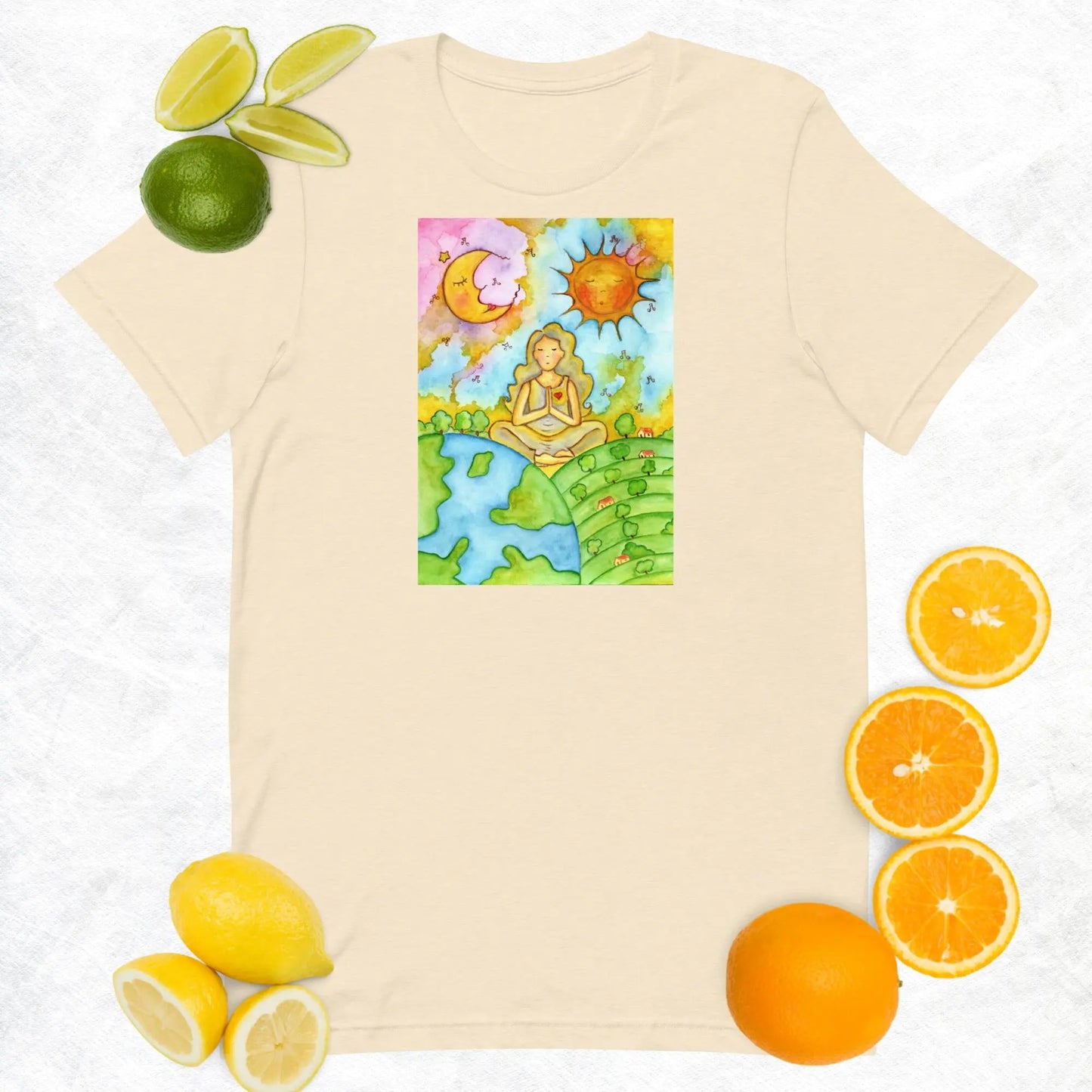 Unisex Staple T-Shirt (meditating beneath the sun and moon)