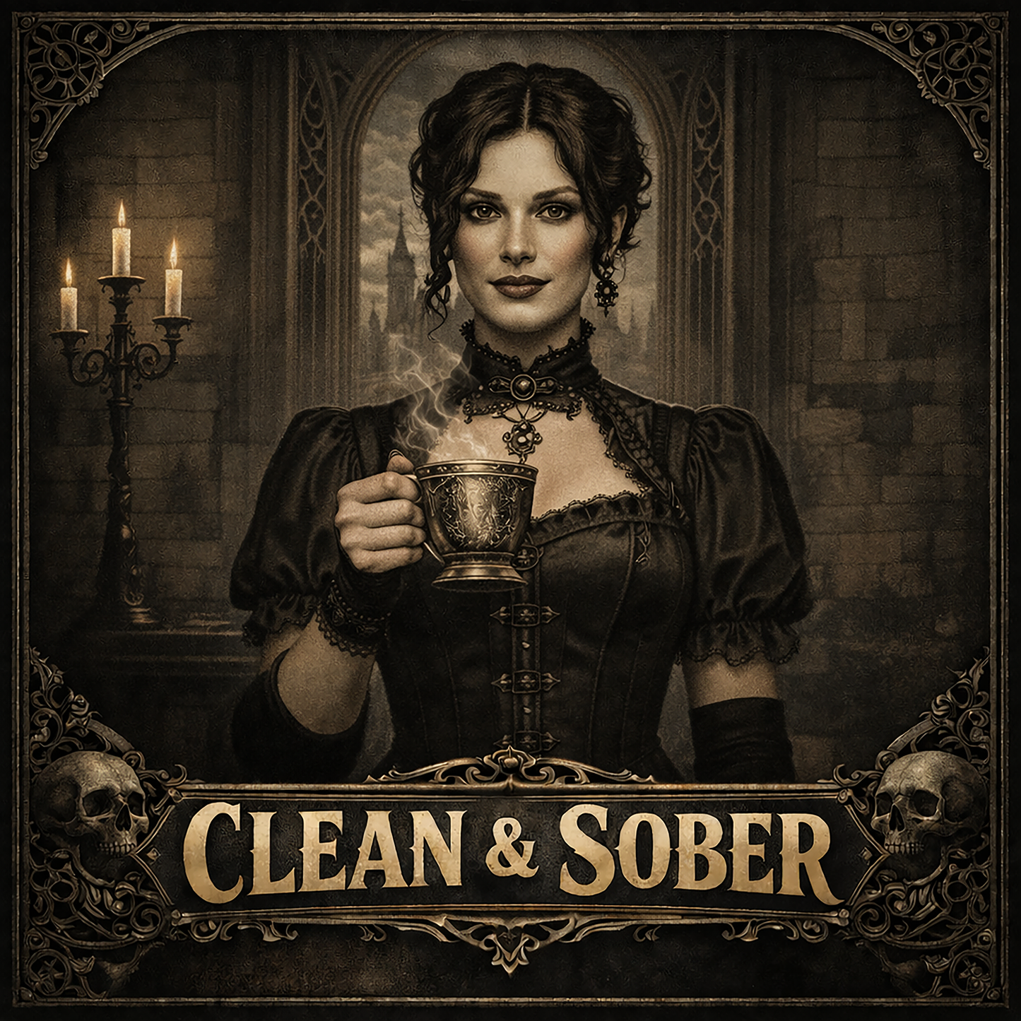 Clean & Sober Gothic Victorian Woman Coffee Mug | Dark Academia Recovery Cup