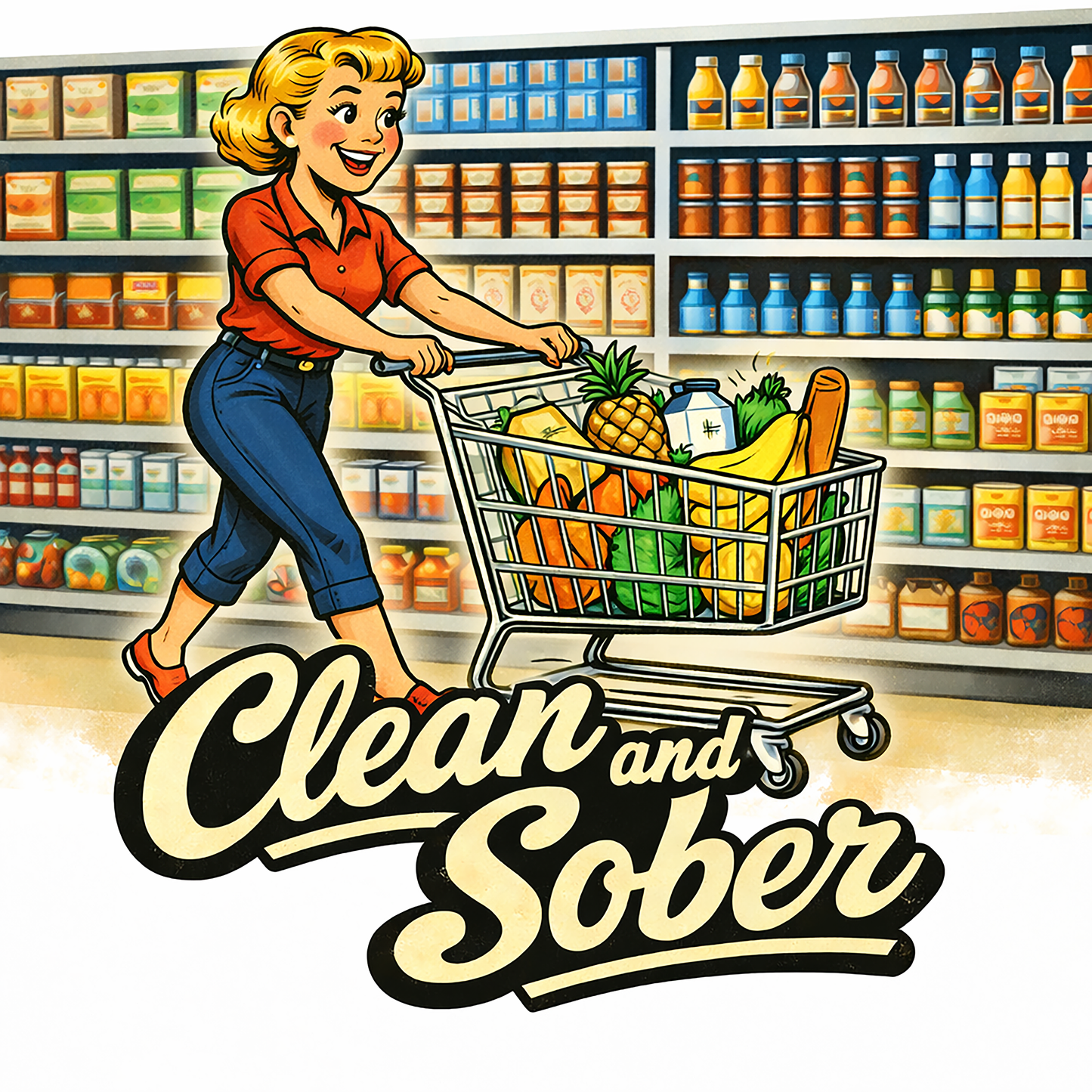 Thumbnail of Clean and Sober Retro Coffee Mug – 1950s Grocery Store Mug – Vintage Recovery Gift – Healthy Living Inspirational Coffee Cup