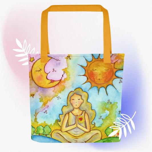All-Over Print Tote Bag (meditating beneath the sun and moon)