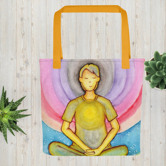 All-Over Print Tote Bag (the opening of the heart chakra)
