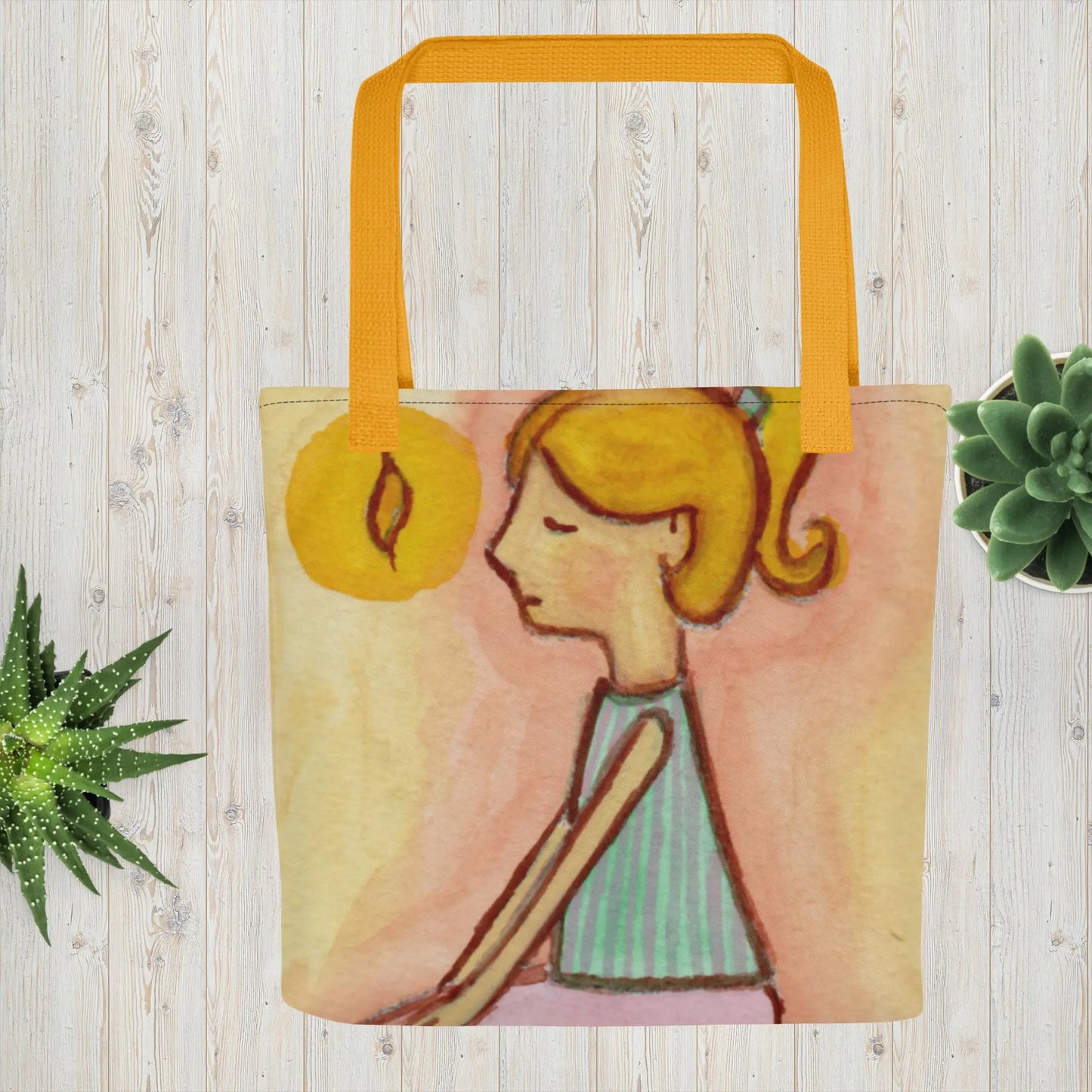 All-Over Print Tote Bag (meditating on the inner light - kneeling meditation)