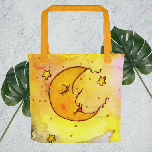 All-Over Print Tote Bag (the moon meditating)