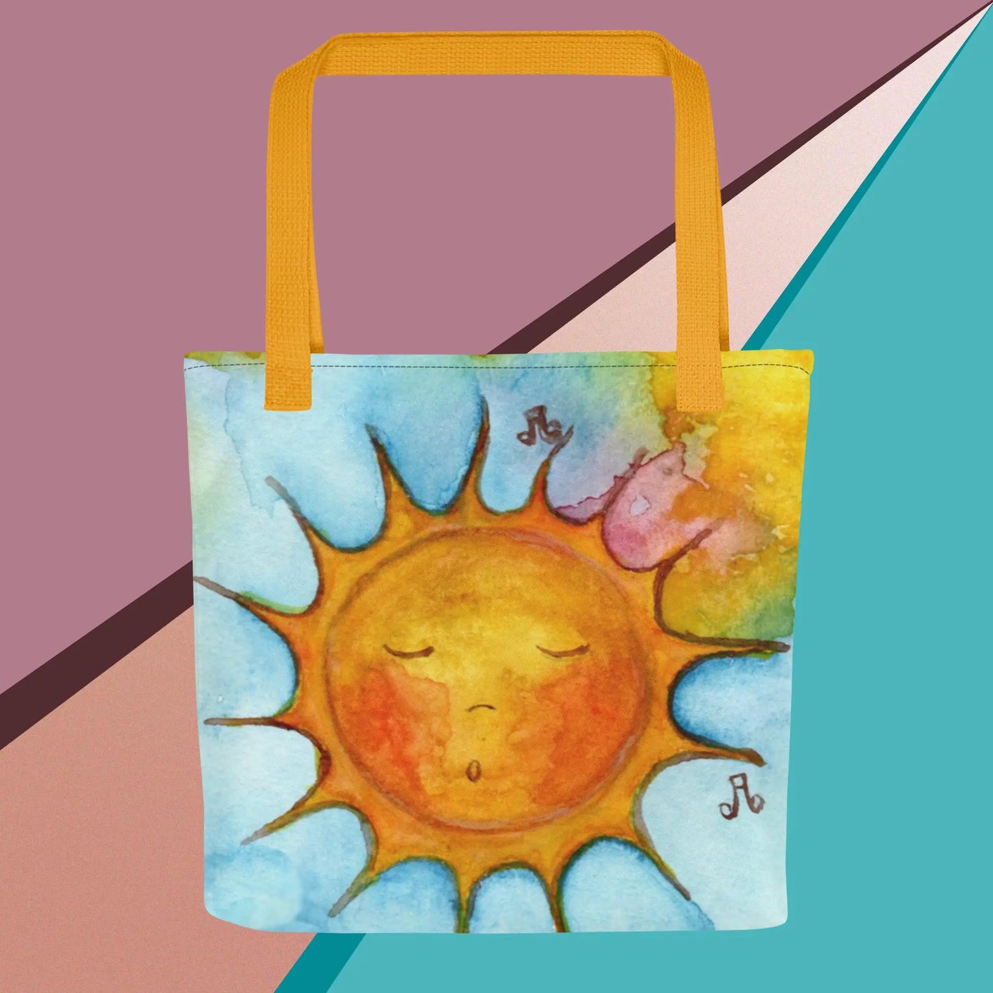 All-Over Print Tote Bag (the sun chanting - blue background)