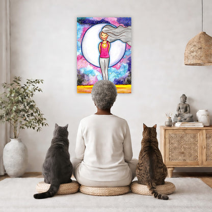 Heart Chakra Canvas Print | Glowing Anahata Watercolor Meditation Wall Art