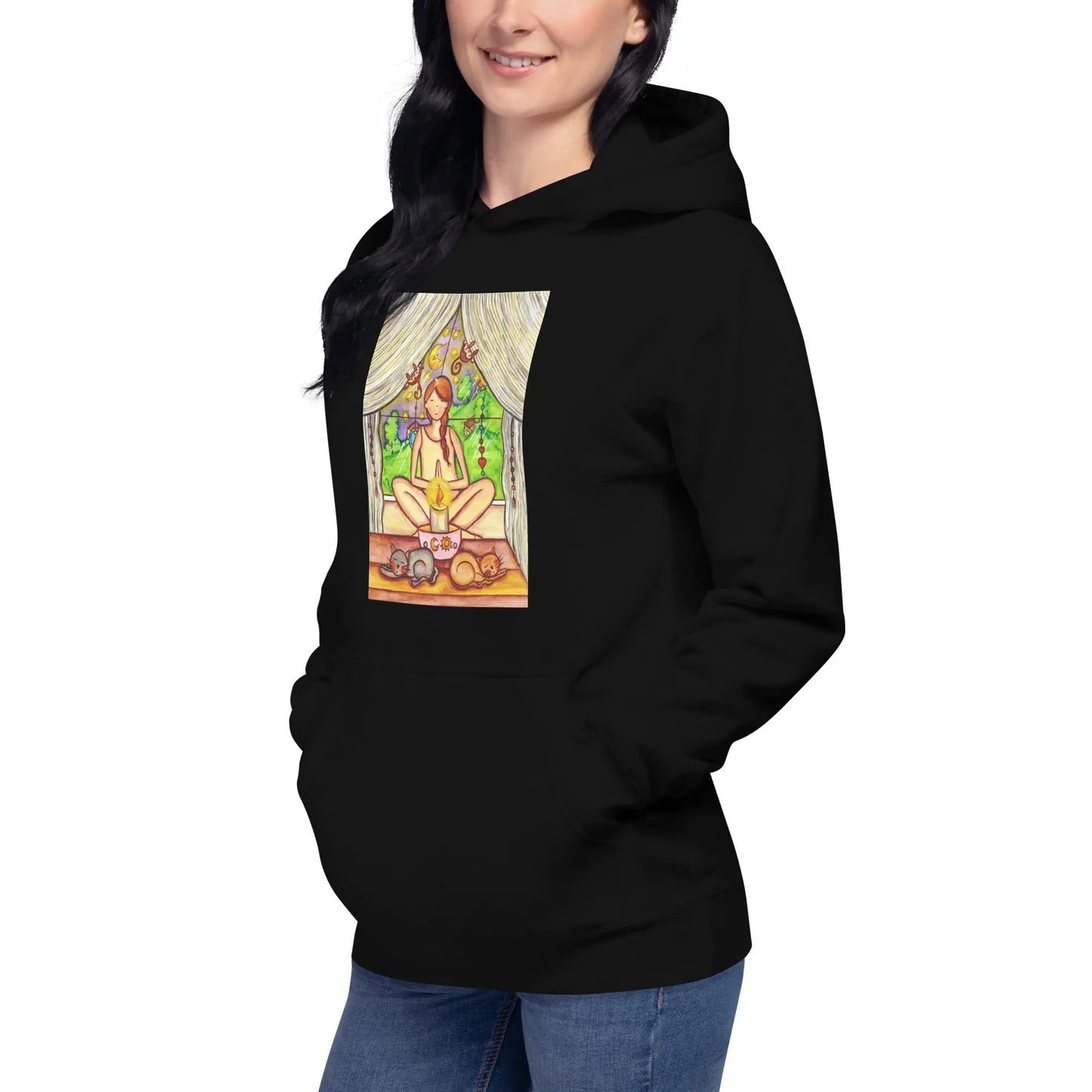 Unisex Pullover Hoodie (meditating on a still flame)