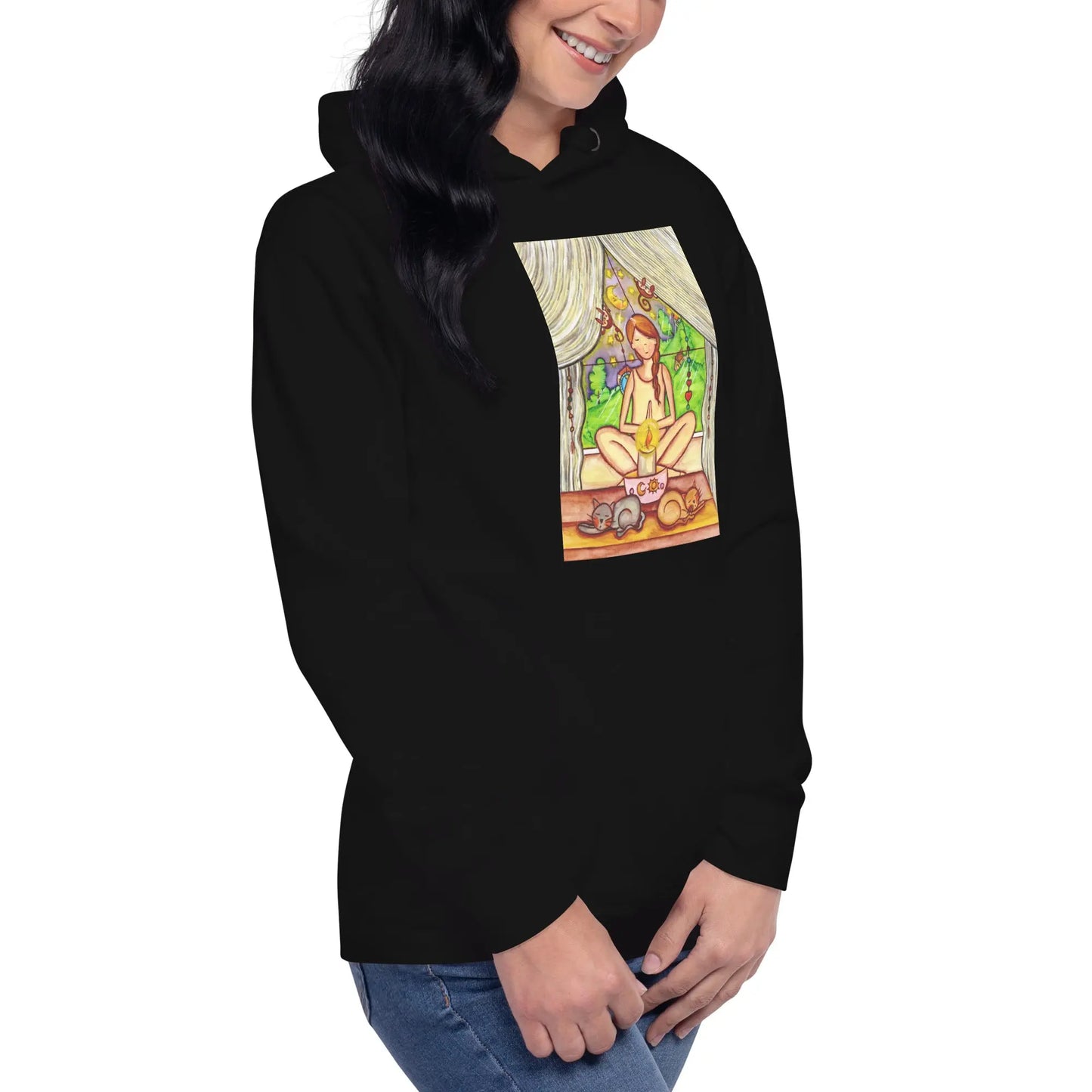 Unisex Pullover Hoodie (meditating on a still flame)