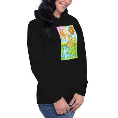 Unisex Pullover Hoodie (meditating beneath the sun and moon)