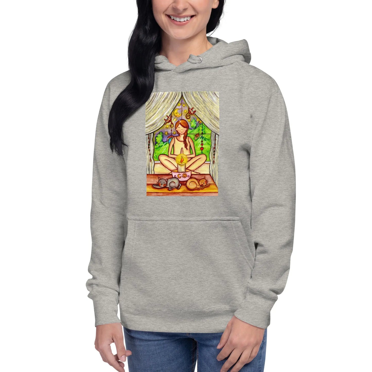 Unisex Pullover Hoodie (meditating on a still flame)
