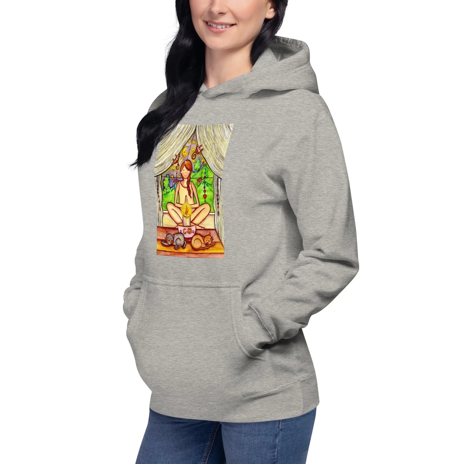 Unisex Pullover Hoodie (meditating on a still flame)