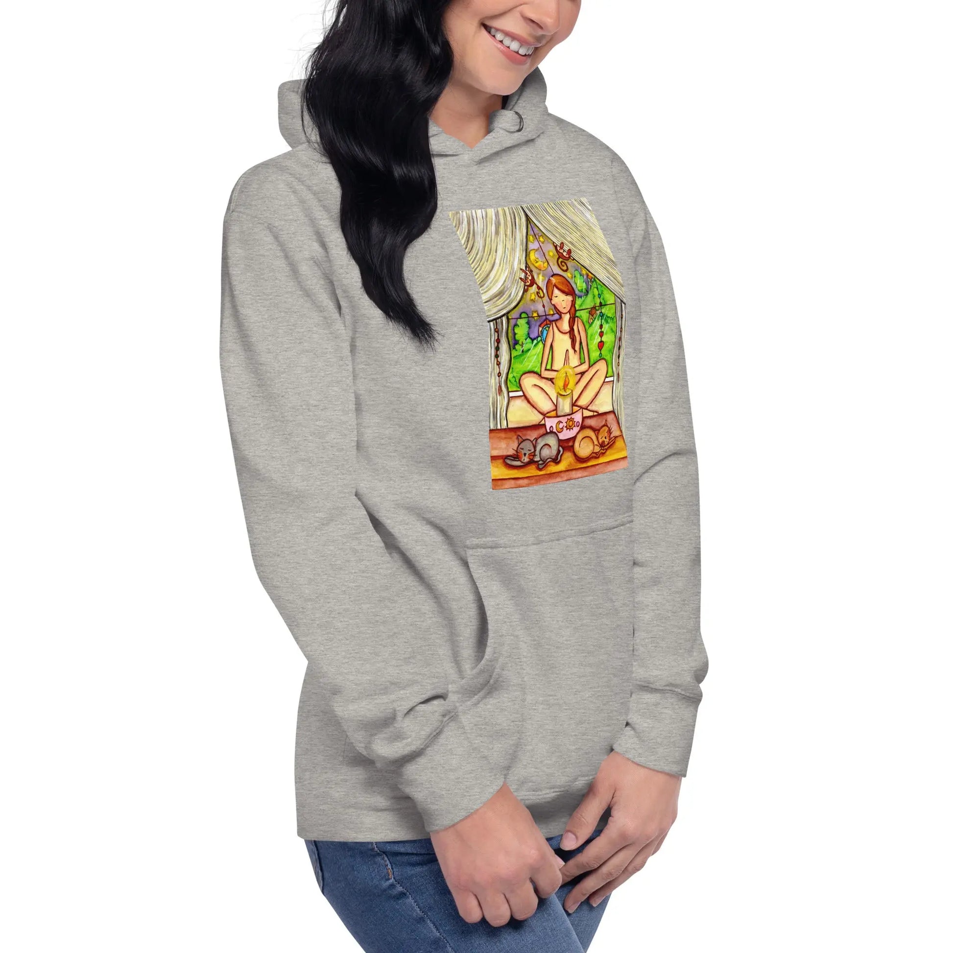 Unisex Pullover Hoodie (meditating on a still flame)