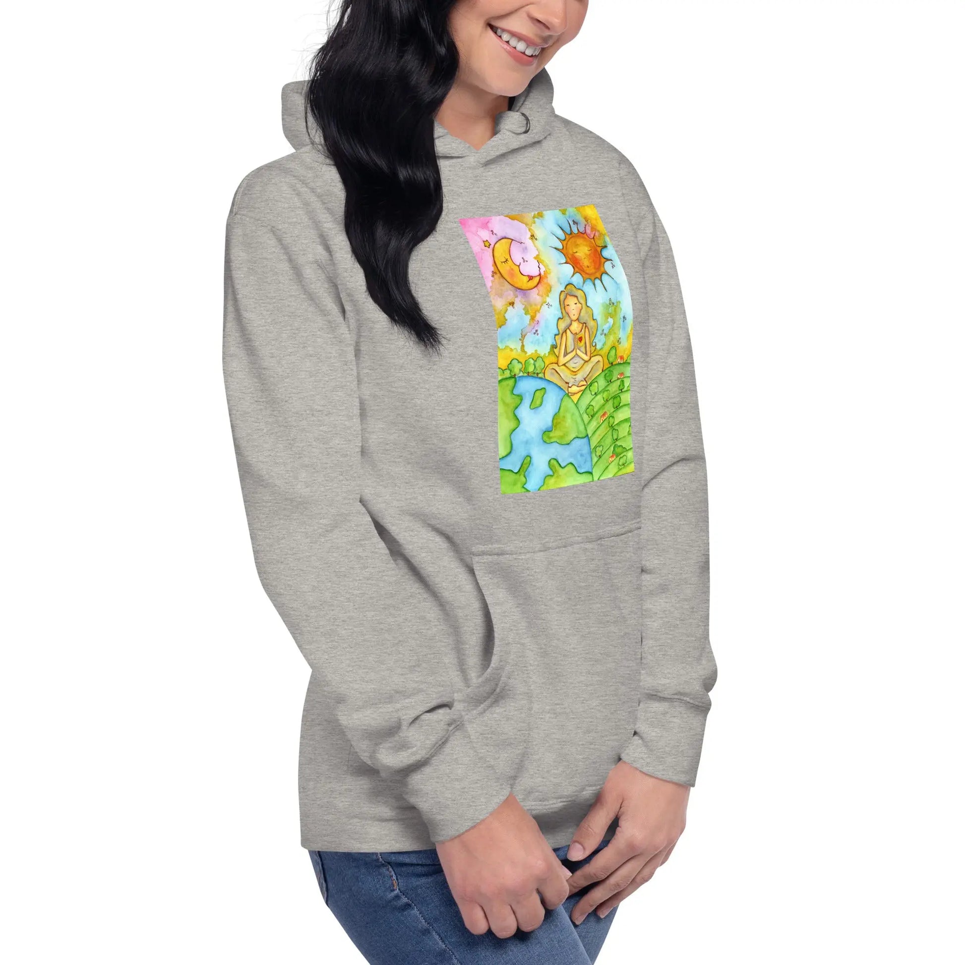 Unisex Pullover Hoodie (meditating beneath the sun and moon)