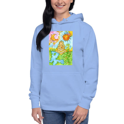 Unisex Pullover Hoodie (meditating beneath the sun and moon)