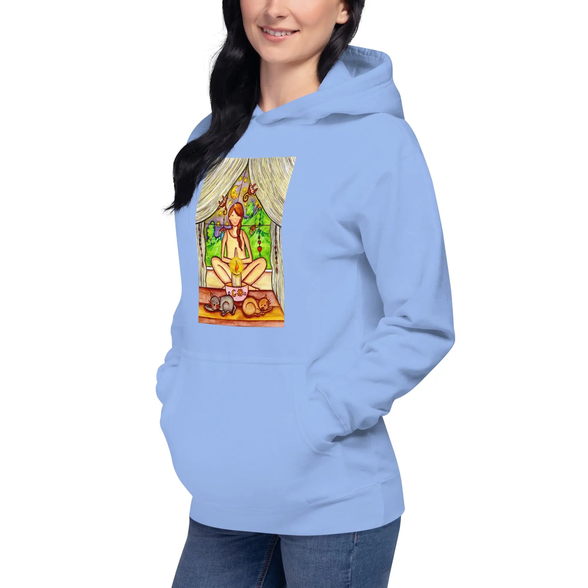 Unisex Pullover Hoodie (meditating on a still flame)