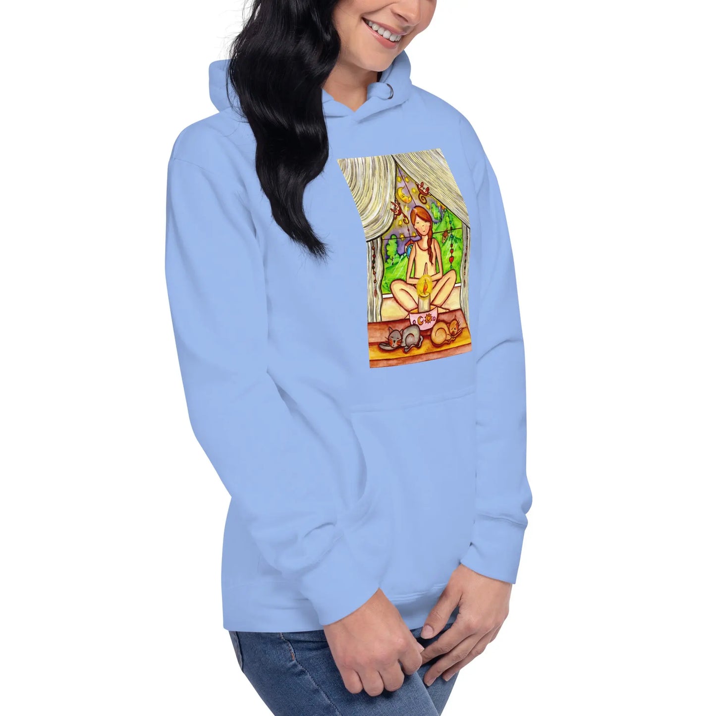 Unisex Pullover Hoodie (meditating on a still flame)