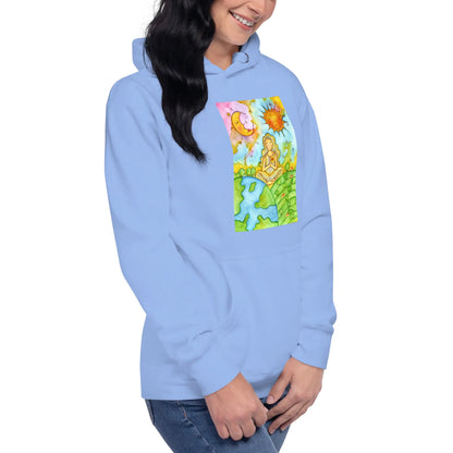 Unisex Pullover Hoodie (meditating beneath the sun and moon)