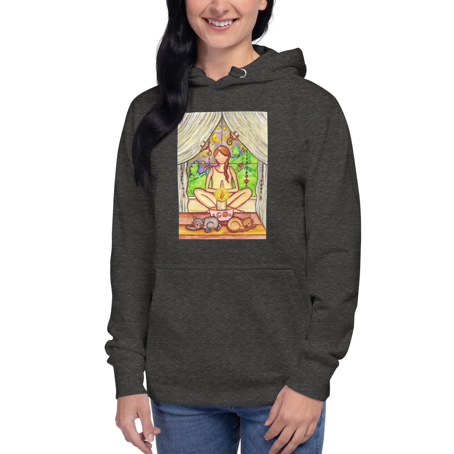 Unisex Pullover Hoodie (meditating on a still flame)