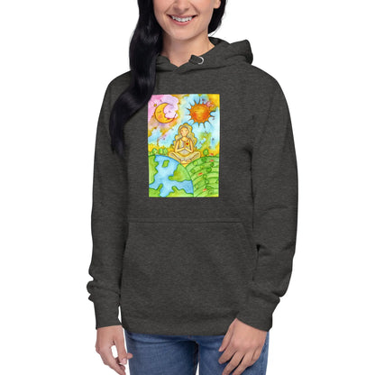 Unisex Pullover Hoodie (meditating beneath the sun and moon)