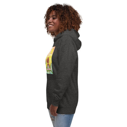Unisex Pullover Hoodie (cat and woman meditating)
