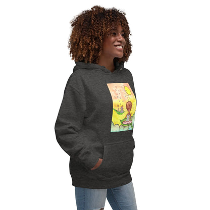 Unisex Pullover Hoodie (cat and woman meditating)