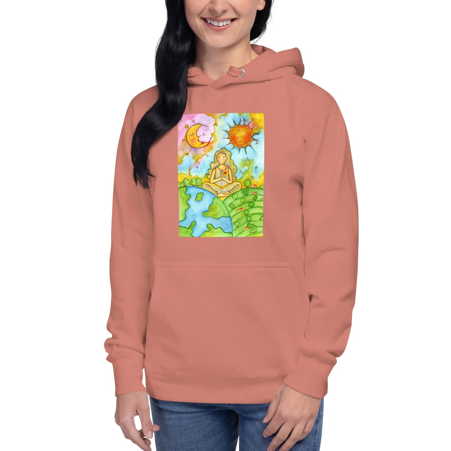 Unisex Pullover Hoodie (meditating beneath the sun and moon)