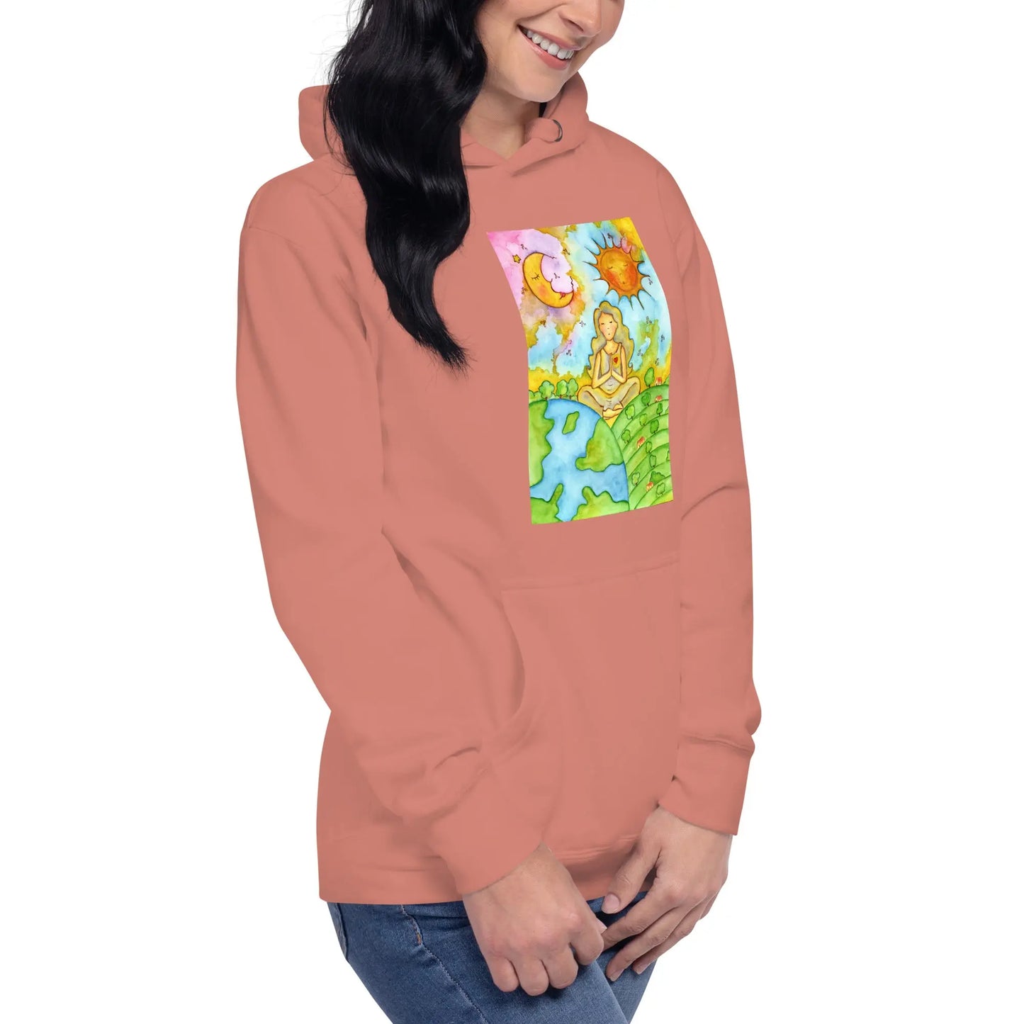 Unisex Pullover Hoodie (meditating beneath the sun and moon)
