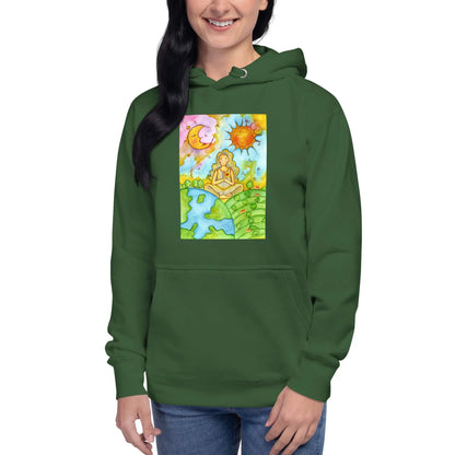 Unisex Pullover Hoodie (meditating beneath the sun and moon)