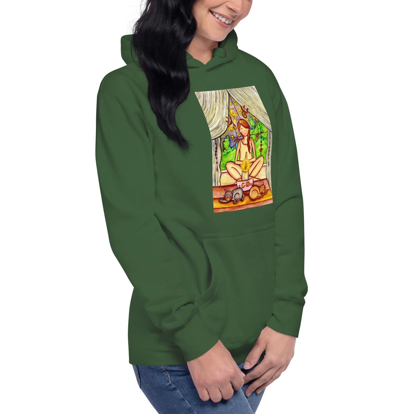 Unisex Pullover Hoodie (meditating on a still flame)