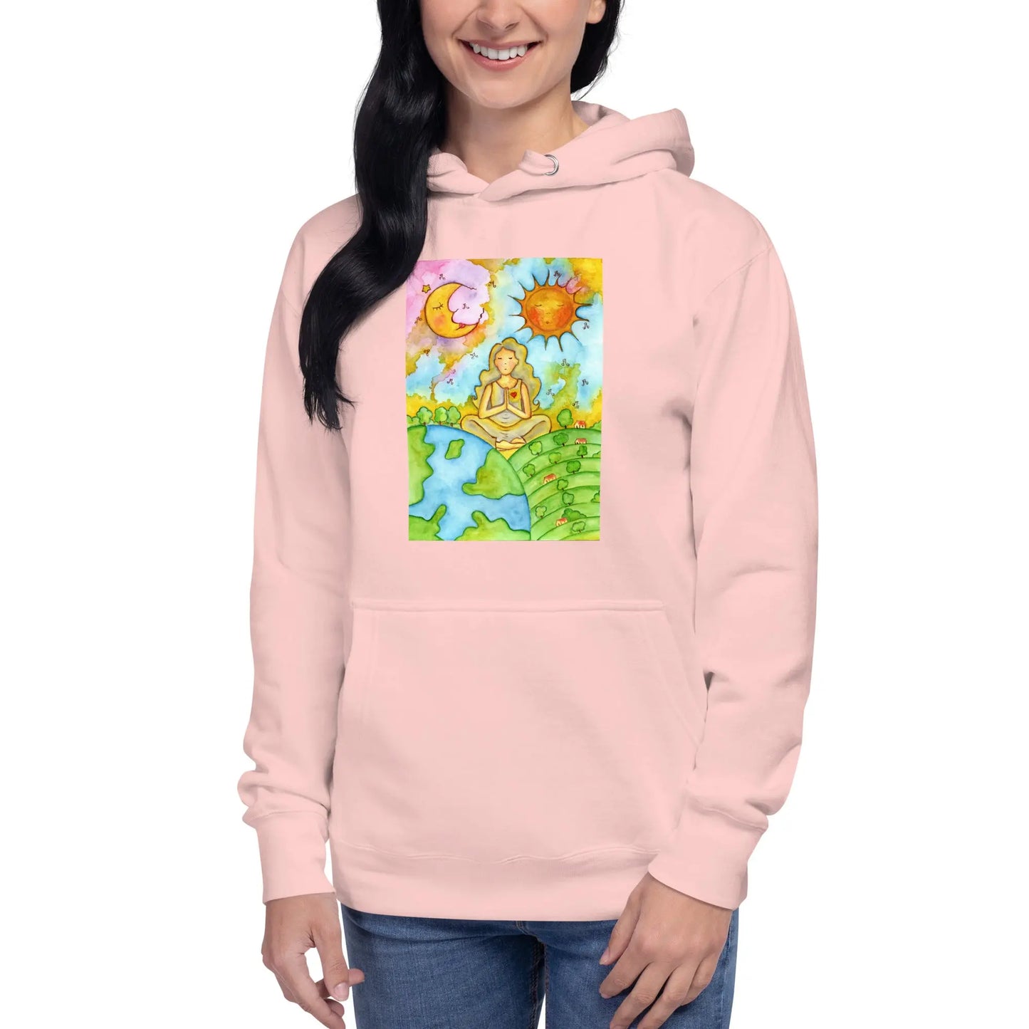 Unisex Pullover Hoodie (meditating beneath the sun and moon)