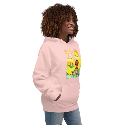 Unisex Pullover Hoodie (cat and woman meditating)