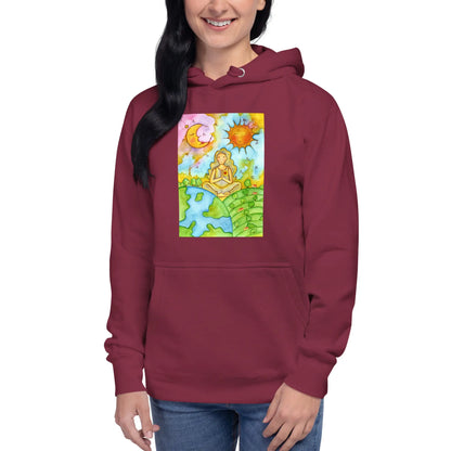 Unisex Pullover Hoodie (meditating beneath the sun and moon)