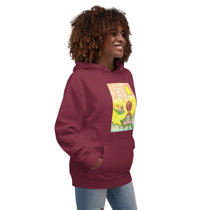 Unisex Pullover Hoodie (cat and woman meditating)