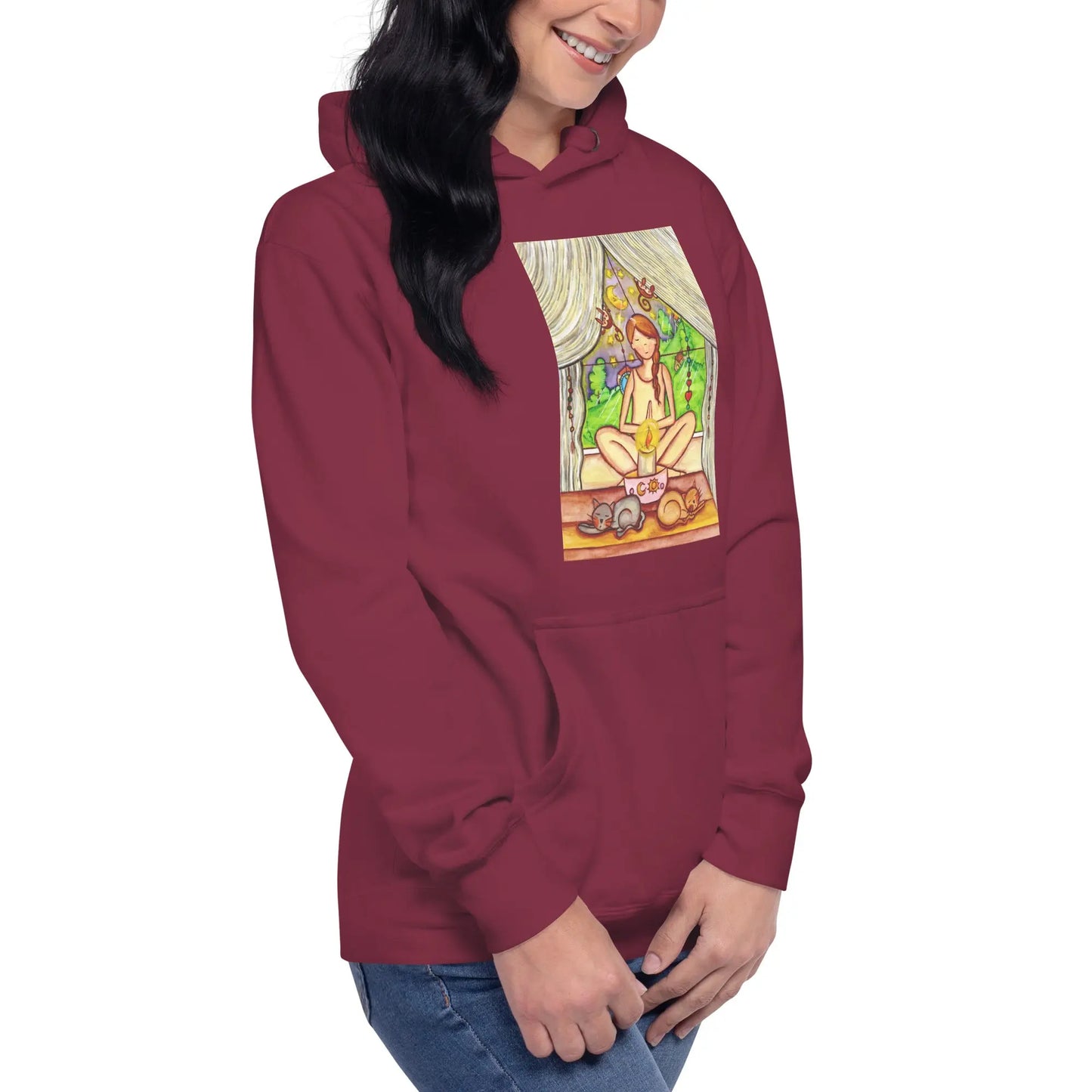 Unisex Pullover Hoodie (meditating on a still flame)