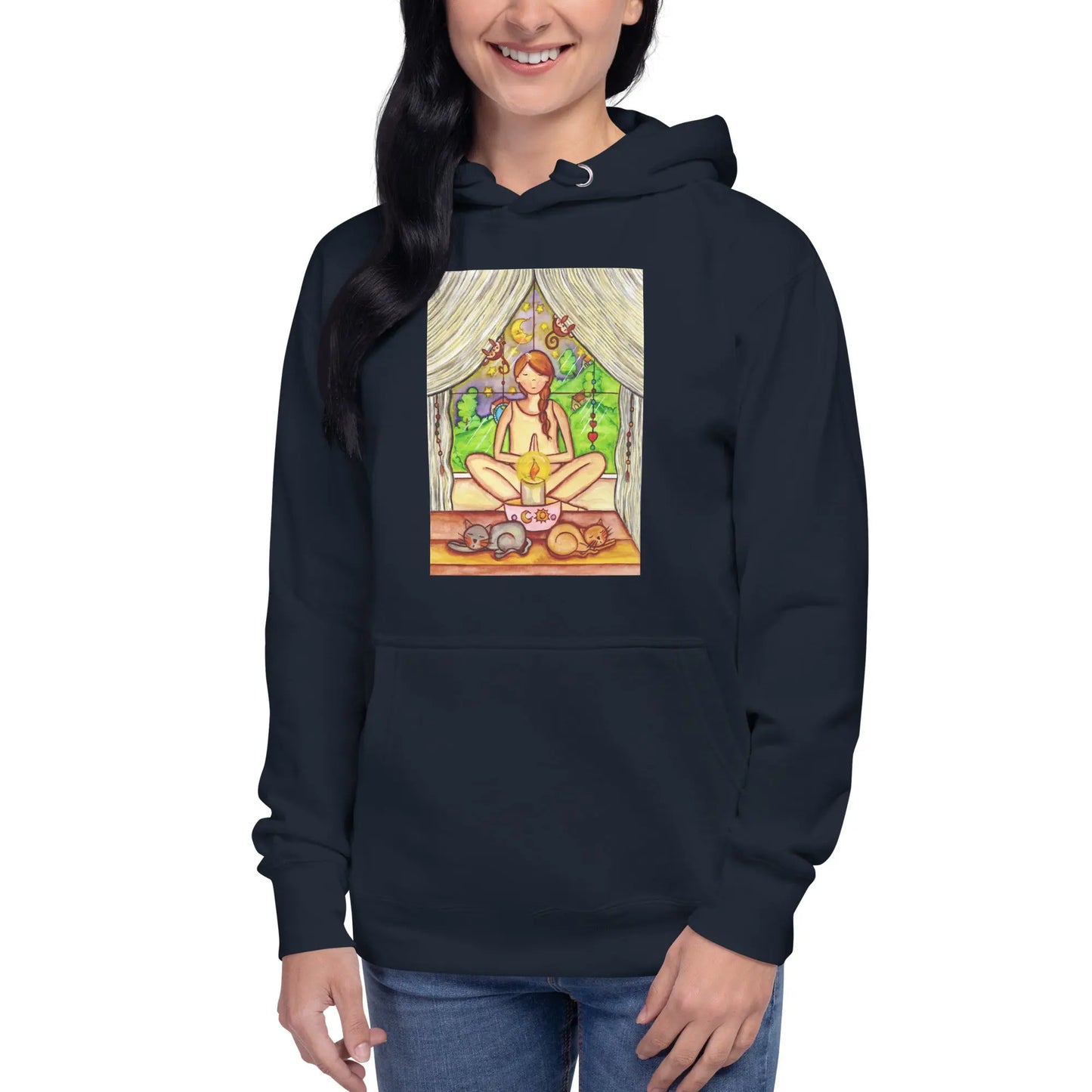Unisex Pullover Hoodie (meditating on a still flame)