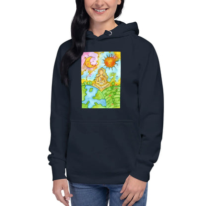 Unisex Pullover Hoodie (meditating beneath the sun and moon)