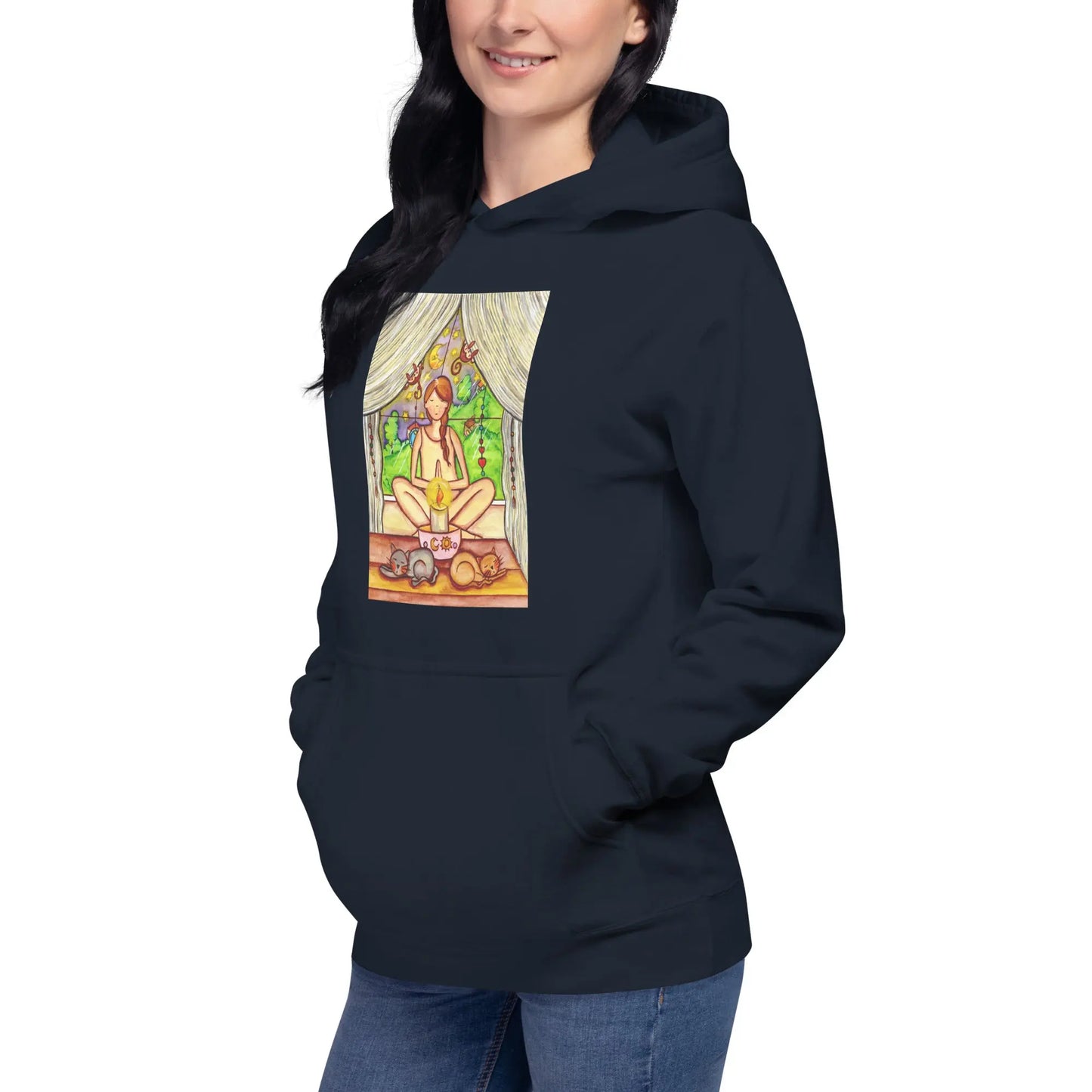 Unisex Pullover Hoodie (meditating on a still flame)