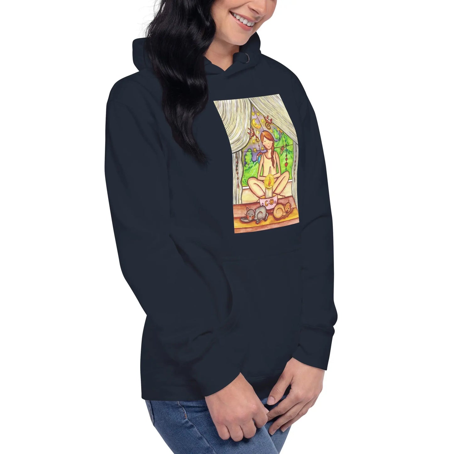 Unisex Pullover Hoodie (meditating on a still flame)