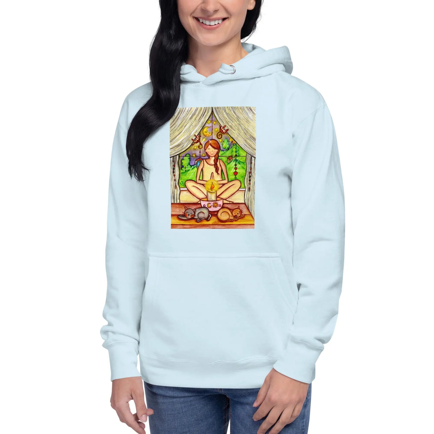 Unisex Pullover Hoodie (meditating on a still flame)