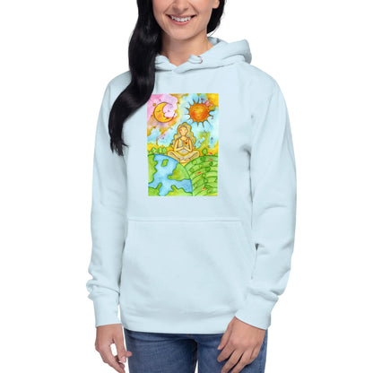 Unisex Pullover Hoodie (meditating beneath the sun and moon)