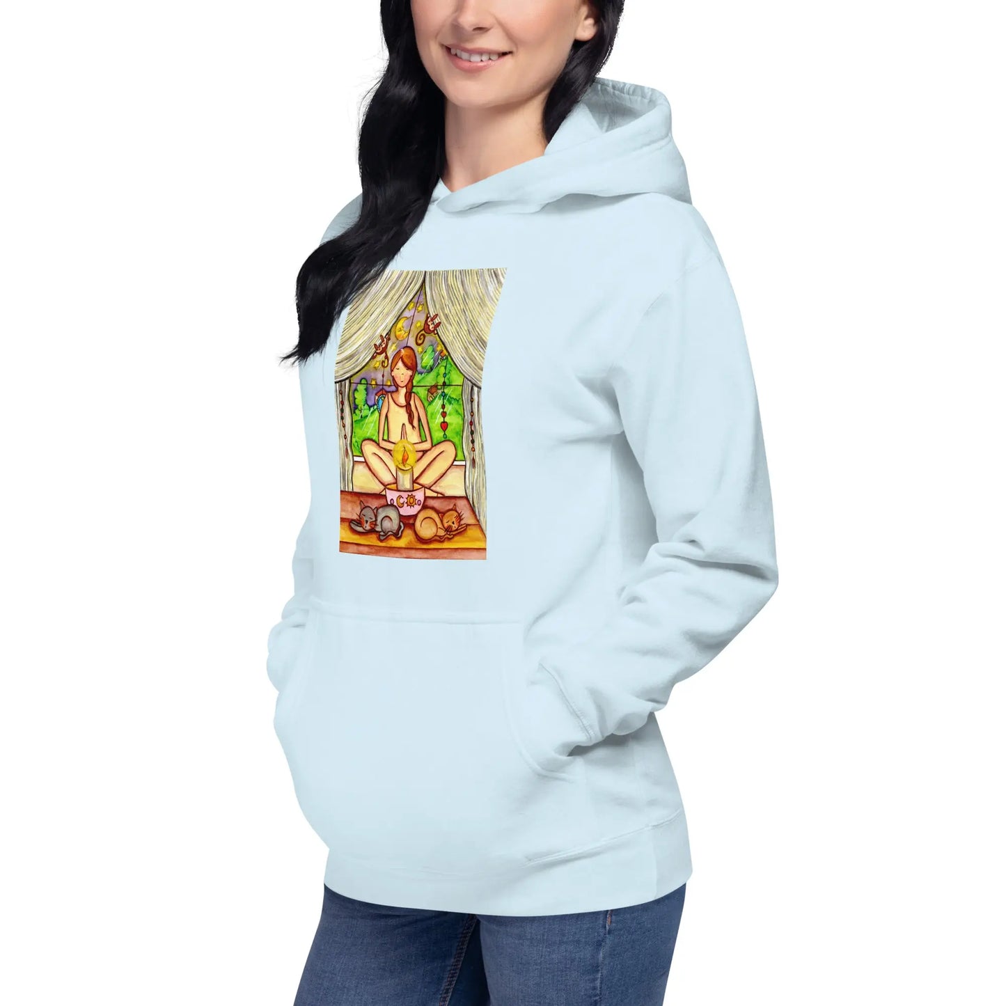 Unisex Pullover Hoodie (meditating on a still flame)