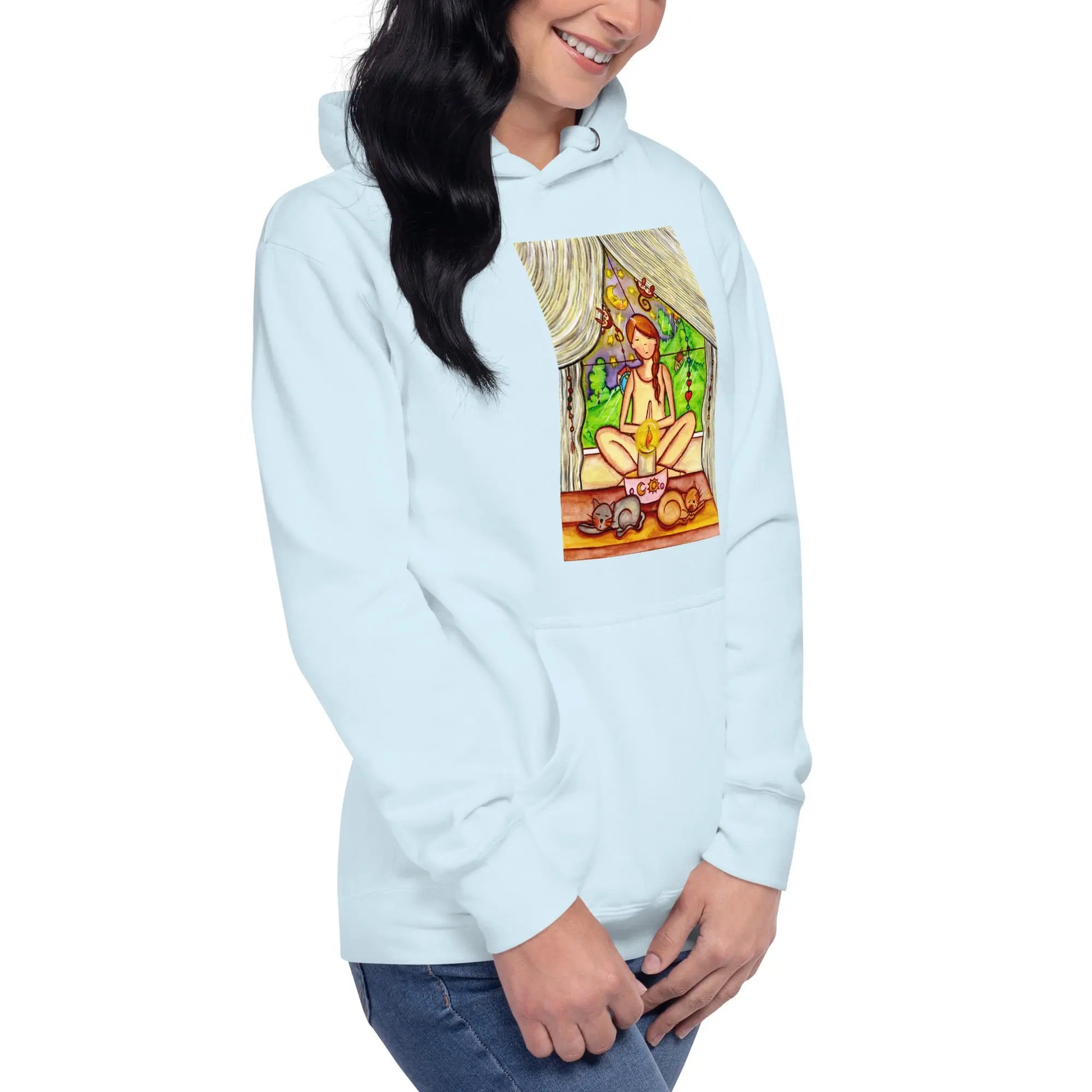 Unisex Pullover Hoodie (meditating on a still flame)
